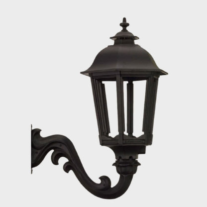 American Gas Lamp Works Bavarian 1200W 21" White Residential Wall Mount Aluminum Natural Gas Lamp With Triple Inverted Gas Mantle Light Assembly, Flat Tempered Glass Panes and Brass Urn Finial