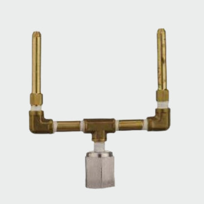 American Gas Lamp Works Boulevard 3600H 18" White Estate Post Mount Aluminum Natural Gas Lamp With Dual Open Flame Burner Light Assembly, Clear Glass Globe, Ventilator, Milk Glass Dome and Brass Side Arms