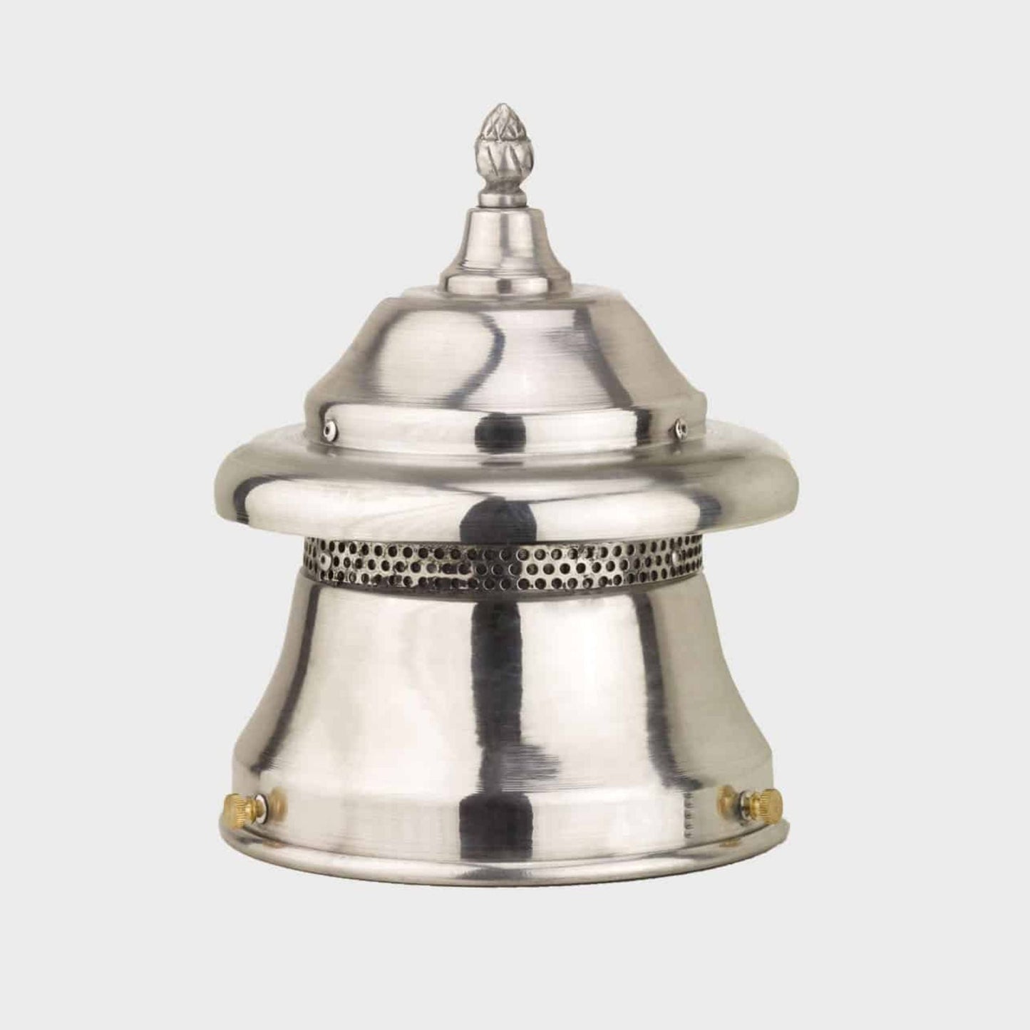 American Gas Lamp Works Boulevard 3600R 18" Weather Green Estate Pier Mount Aluminum Natural Gas Lamp With Single Open Flame Burner Light Assembly, Polycarbonate Globe, Spun Aluminum Ventilator, Dome, and Brass Side Arms