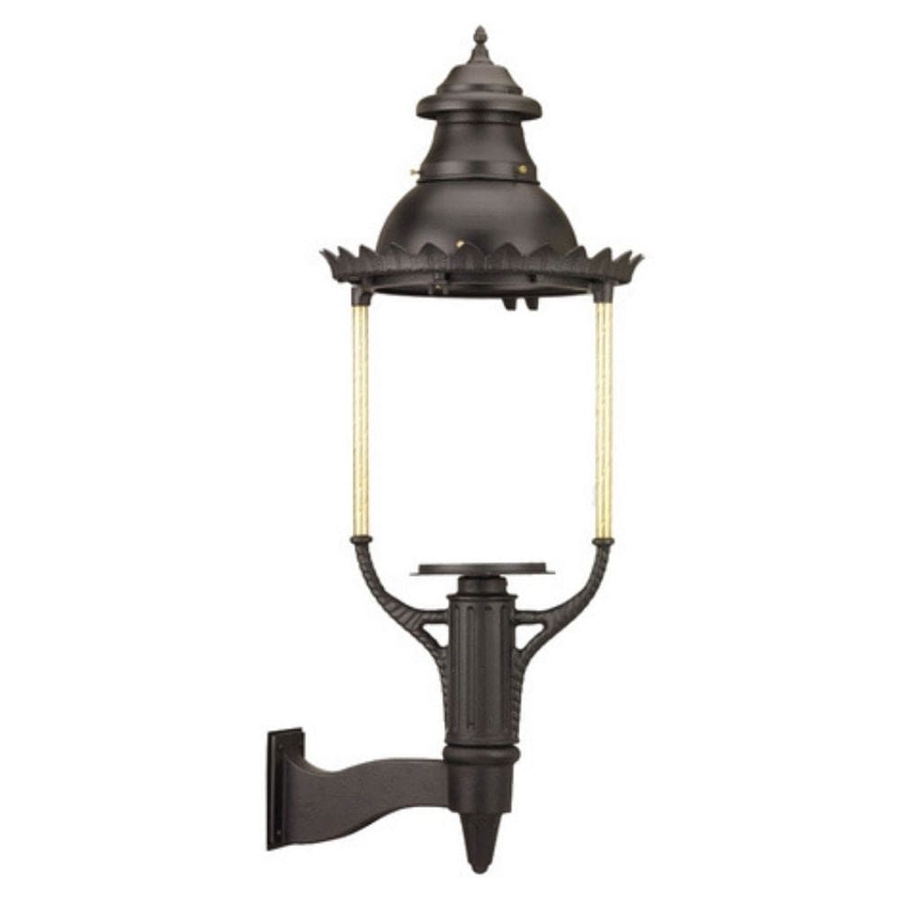 American Gas Lamp Works Boulevard 3600W 21" White Estate Wall Mount Aluminum Natural Gas Lamp With Triple Inverted Gas Mantle Light Assembly, Clear Glass Globe, Ventilator, Spun Aluminum Dome, and Brass Side Arms