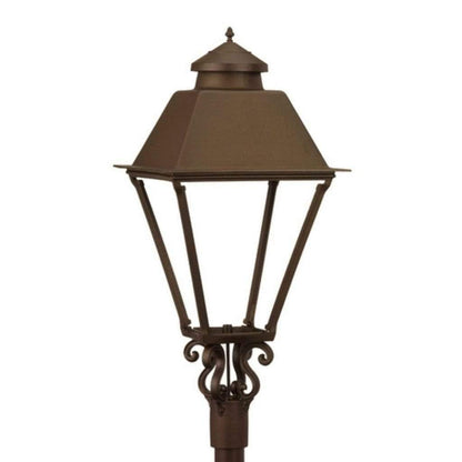 American Gas Lamp Works Coachman 3000H 19" Nouveau Silver Estate Post Mount Aluminum Natural Gas Lamp With Dual Inverted Gas Mantle Light Assembly, Beveled Tempered Glass Panes and Small Cast Acorn Finial