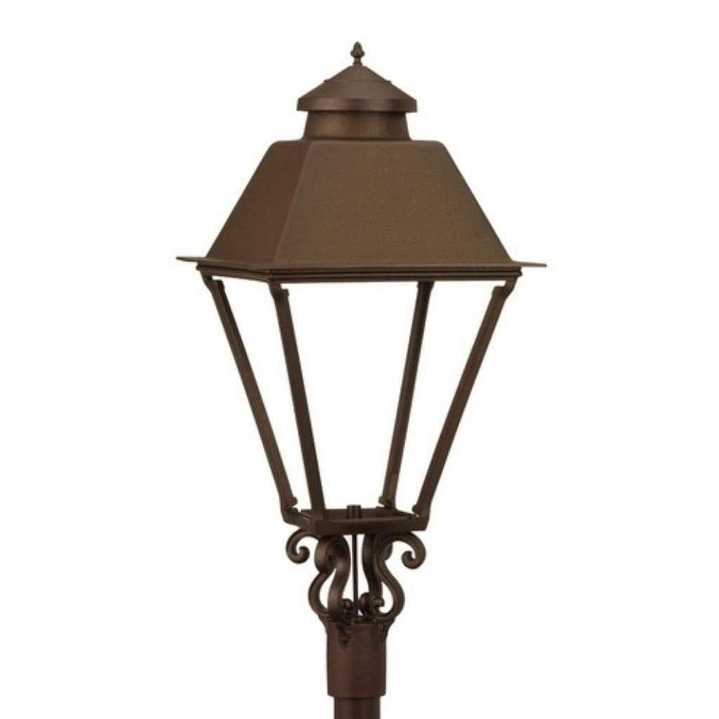 American Gas Lamp Works Coachman 3000H 19" Timeless Black Estate Post Mount Aluminum Natural Gas Lamp With Dual Inverted Gas Mantle Light Assembly, Flat Tempered Glass Panes and Universal Finial