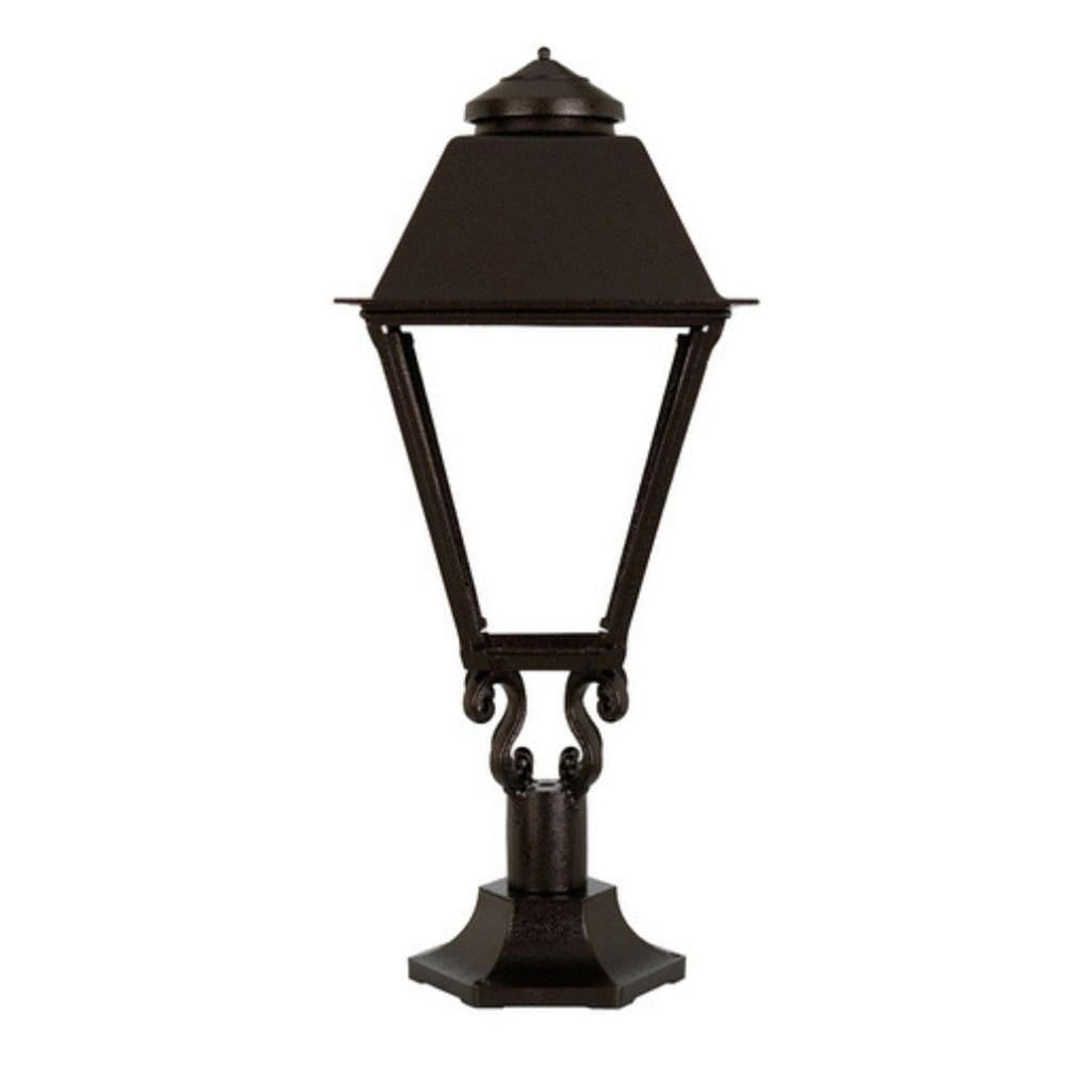 American Gas Lamp Works Coachman 3000R 19" Timeless Black Estate Pier Mount Aluminum Natural Gas Lamp With Dual Inverted Gas Mantle Light Assembly, Flat Tempered Glass Panes and Universal Finial