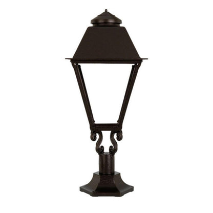 American Gas Lamp Works Coachman 3000R 19" Timeless Black Estate Pier Mount Aluminum Natural Gas Lamp With Dual Inverted Gas Mantle Light Assembly, Flat Tempered Glass Panes and Universal Finial