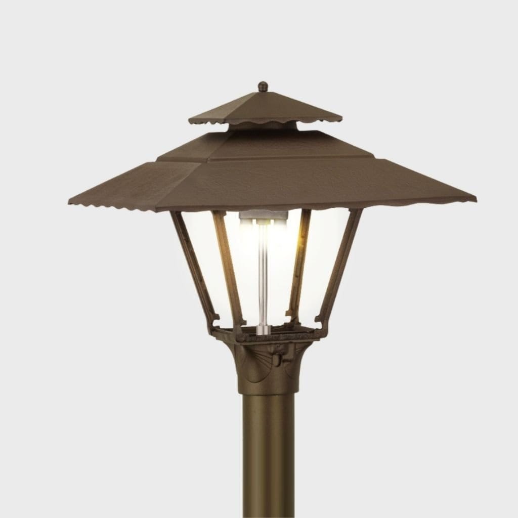 American Gas Lamp Works Contemporary 1800H 19" White Residential Post Mount Aluminum Propane Gas Lamp With Dual Inverted Gas Mantle Light Assembly, Frosted Tempered Glass Panes and Small Brass Ball Finial