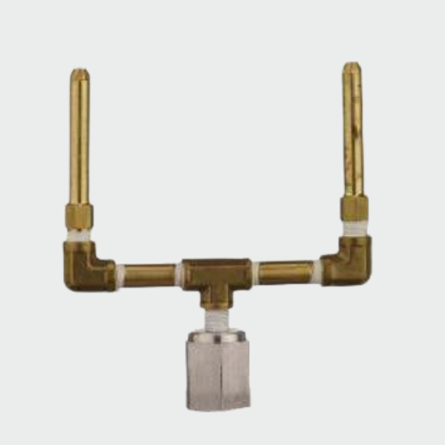 American Gas Lamp Works Contemporary 1800R 19" Noble Bronze Residential Pier Mount Aluminum Natural Gas Lamp With Dual Open Flame Burner Light Assembly, Flat Tempered Glass Panes and Small Brass Ball Finial