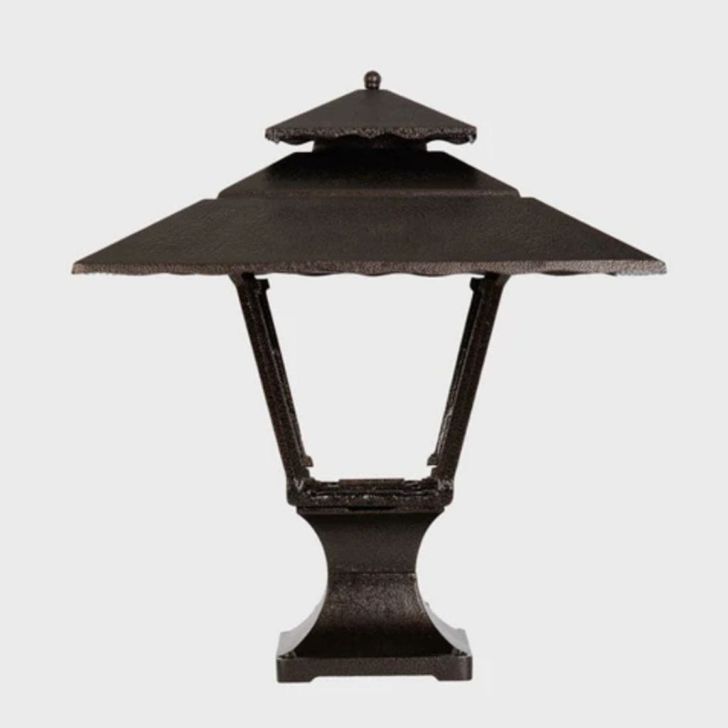 American Gas Lamp Works Contemporary 1800R 19" Noble Bronze Residential Pier Mount Aluminum Propane Gas Lamp With Dual Inverted Gas Mantle Light Assembly, Beveled Tempered Glass Panes and Brass Loop Finial
