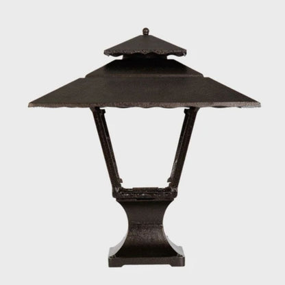 American Gas Lamp Works Contemporary 1800R 19" Noble Bronze Residential Pier Mount Aluminum Propane Gas Lamp With Dual Inverted Gas Mantle Light Assembly, Beveled Tempered Glass Panes and Brass Loop Finial