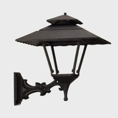 American Gas Lamp Works Contemporary 1800R 22" Timeless Black Residential Wall Mount Aluminum Propane Gas Lamp With Single Upright Gas Mantle Light Assembly, Beveled Tempered Glass Panes and Bishop Finial