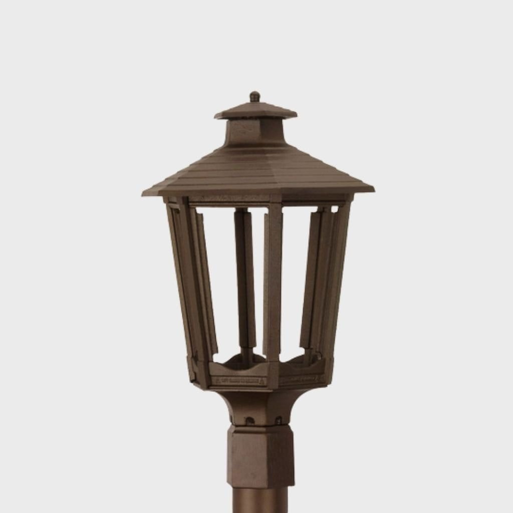 American Gas Lamp Works Cosmopolitan 1600H 14" Noble Bronze Residential Post Mount Aluminum Natural Gas Lamp With Triple Inverted Gas Mantle Light Assembly, Frosted Tempered Glass Panes and Loop Finial