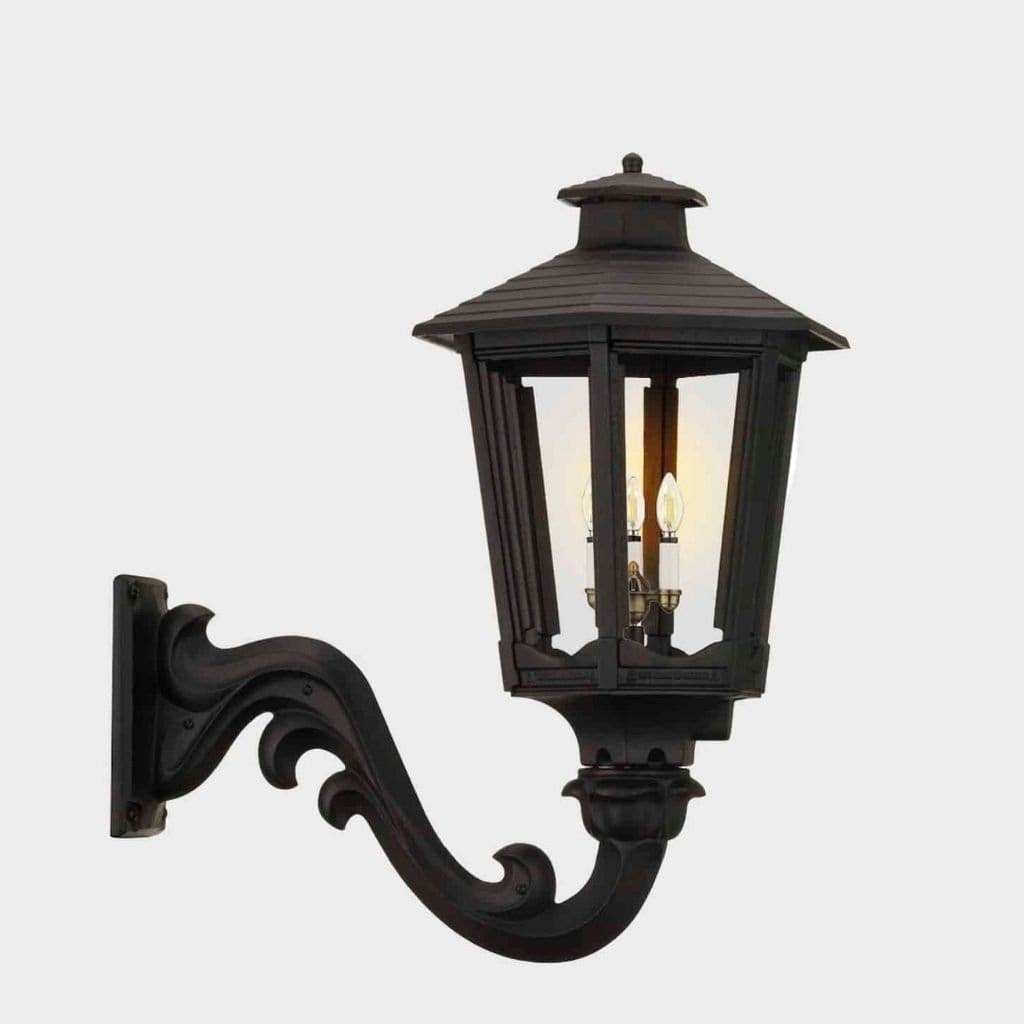 American Gas Lamp Works Cosmopolitan 1600W 21" Noble Bronze Residential Wall Mount Aluminum Propane Gas Lamp With Dual Inverted Gas Mantle Light Assembly, Frosted Tempered Glass Panes and Universal Finial