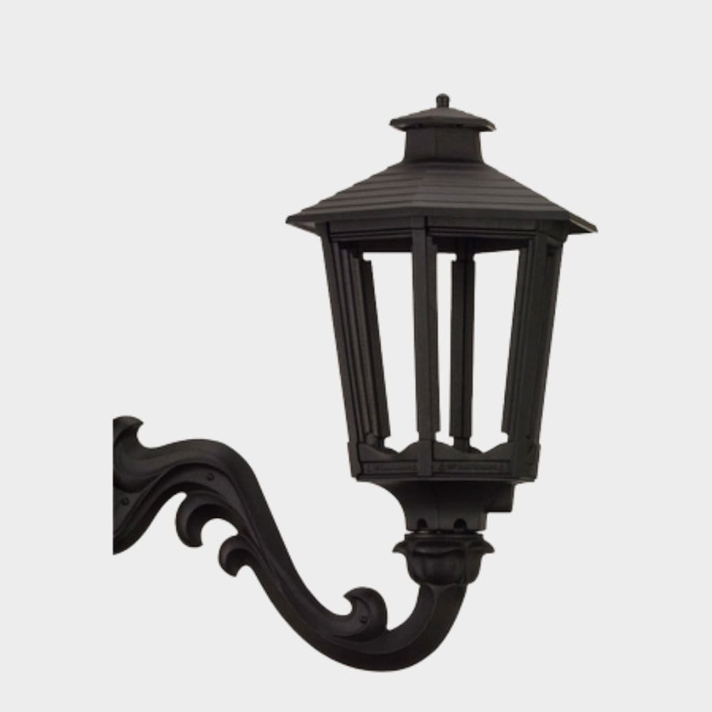 American Gas Lamp Works Cosmopolitan 1600W 21" Timeless Black Residential Wall Mount Aluminum Natural Gas Lamp With Triple Inverted Gas Mantle Light Assembly, Flat Tempered Glass Panes and Brass Plated Acorn Finial