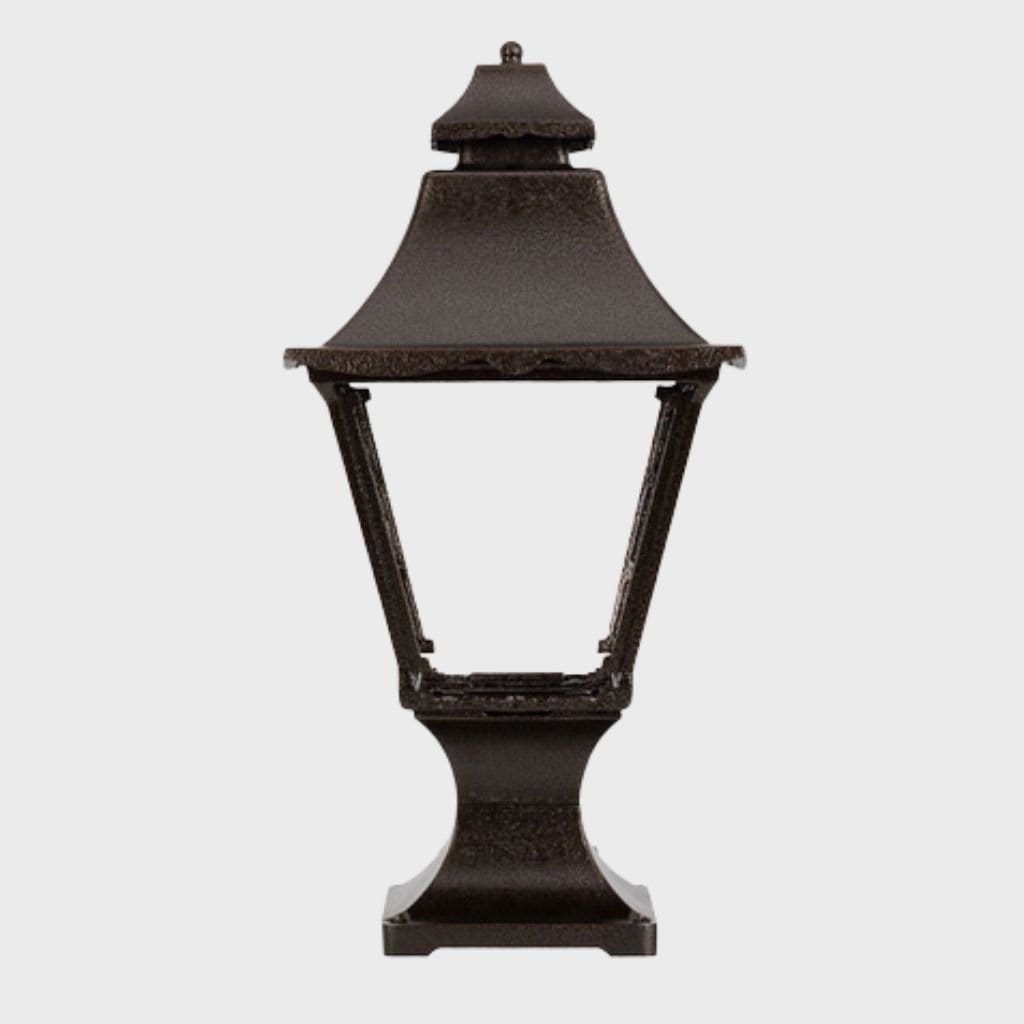 American Gas Lamp Works Essex 1900R 11" Timeless Black Residential Pier Mount Aluminum Propane Gas Lamp With Single Upright Gas Mantle Light Assembly, Flat Tempered Glass Panes and Cast Eagle Finial