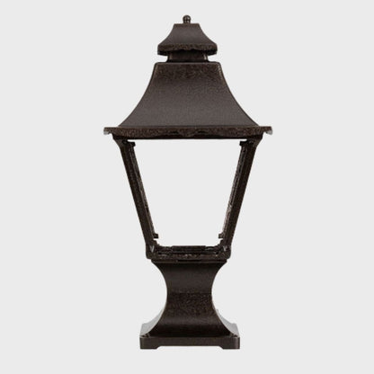 American Gas Lamp Works Essex 1900R 11" Timeless Black Residential Pier Mount Aluminum Propane Gas Lamp With Single Upright Gas Mantle Light Assembly, Flat Tempered Glass Panes and Cast Eagle Finial