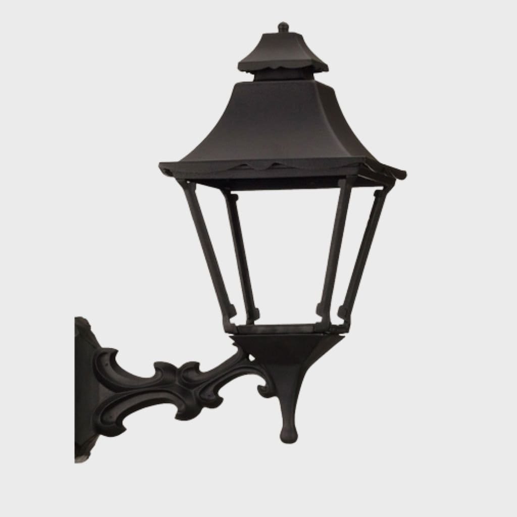 American Gas Lamp Works Essex 1900W 17" Timeless Black Residential Wall Mount Aluminum Propane Gas Lamp With Dual Inverted Gas Mantle Light Assembly, Flat Tempered Glass Panes and Brass Loop Finial