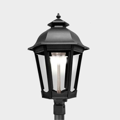American Gas Lamp Works Grand Bavarian 3200H 20" Mid-Size Weather Green Post Mount Aluminum Propane Gas Lamp With Triple Inverted Gas Mantle Light Assembly, Flat Tempered Glass Panes and Small Brass Ball Finial