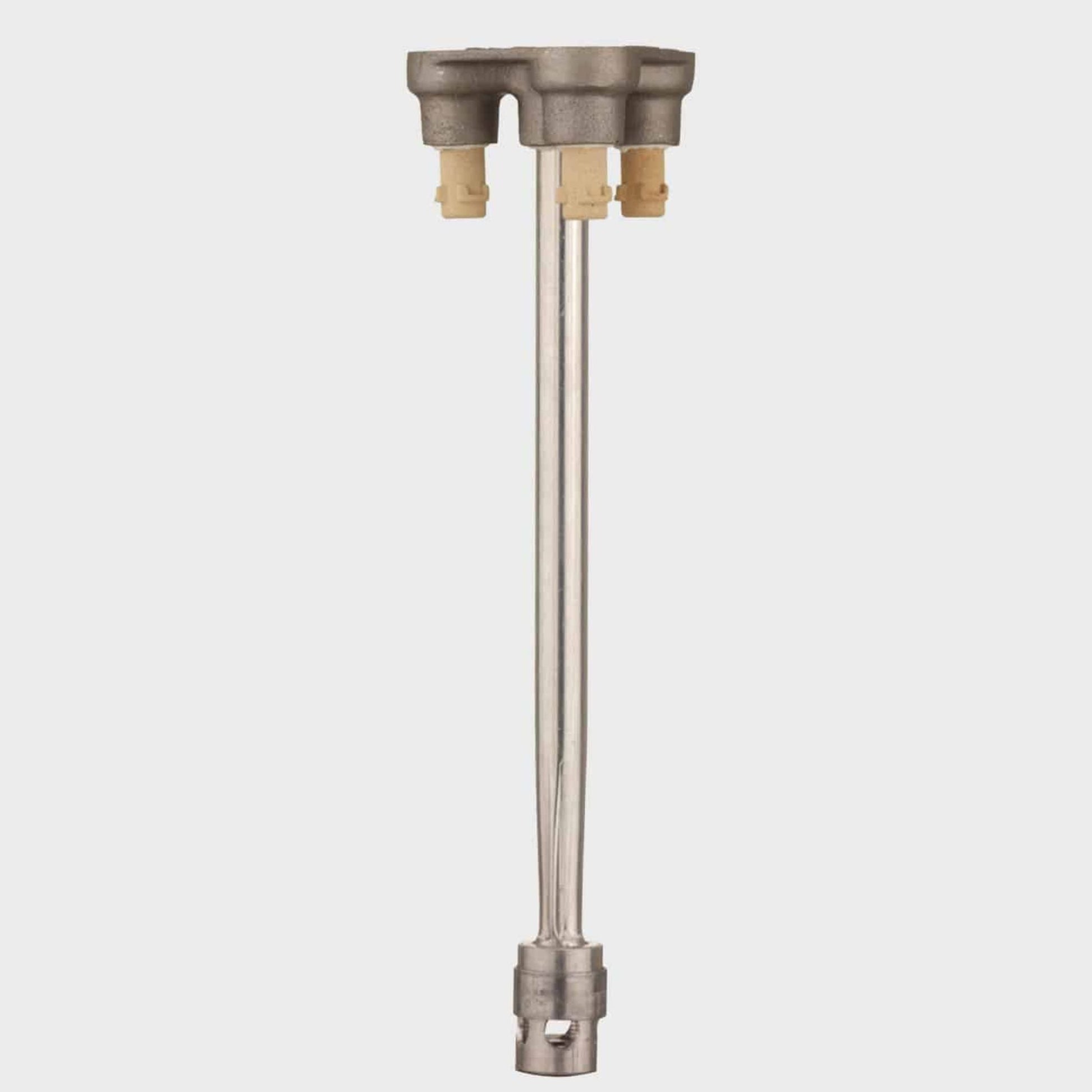 American Gas Lamp Works Grand Vienna 3100R 16" Mid-Size Charcoal Gray Pier Mount Aluminum Natural Gas Lamp With Triple Inverted Gas Mantle Light Assembly, Beveled Tempered Glass Panes and Brass Plated Acorn Finial