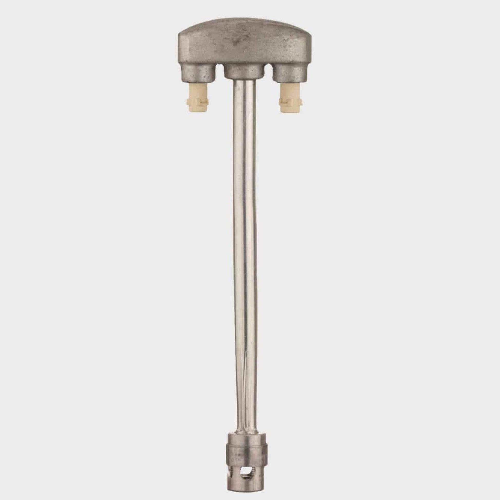 American Gas Lamp Works Grand Vienna 3100R 16" Mid-Size White Pier Mount Aluminum Natural Gas Lamp With Dual Inverted Gas Mantle Light Assembly, Beveled Tempered Glass Panes and Brass Loop Finial