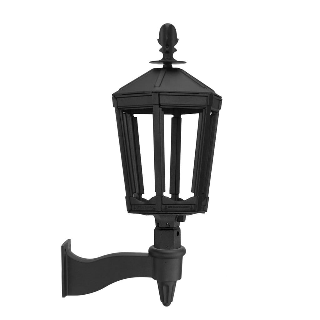 American Gas Lamp Works Grand Vienna 3100W 17" Mid-Size Charcoal Gray Wall Mount Aluminum Natural Gas Lamp With Triple Inverted Gas Mantle Light Assembly, Beveled Tempered Glass Panes and Brass Loop Finial