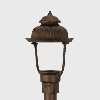 American Gas Lamp Works Heritage 1700H 12" Charcoal Gray Residential Post Mount Aluminum Propane Gas Lamp With Single Upright Gas Mantle Light Assembly, Clear Glass Globe and Universal Finial
