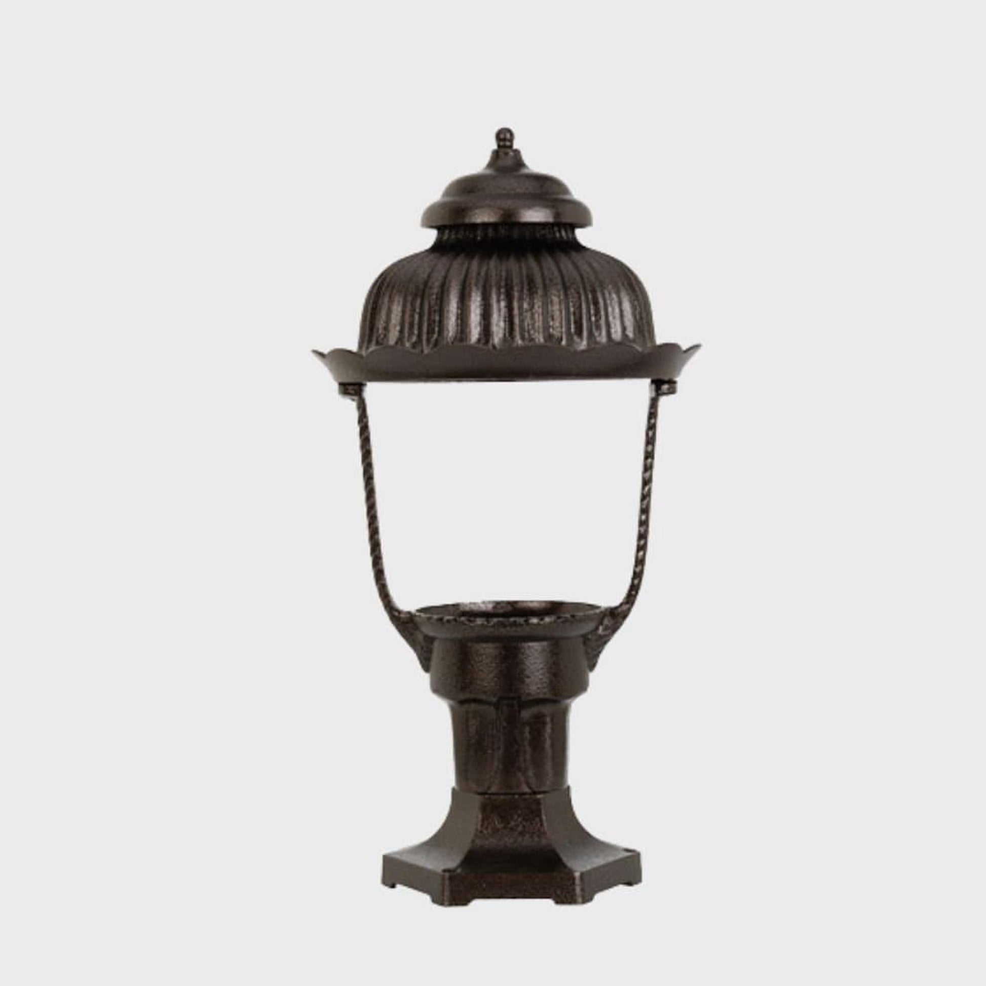 American Gas Lamp Works Heritage 1700R 12" Timeless Black Residential Pier Mount Aluminum Natural Gas Lamp With Dual Inverted Gas Mantle Light Assembly, Clear Glass Globe and Universal Finial