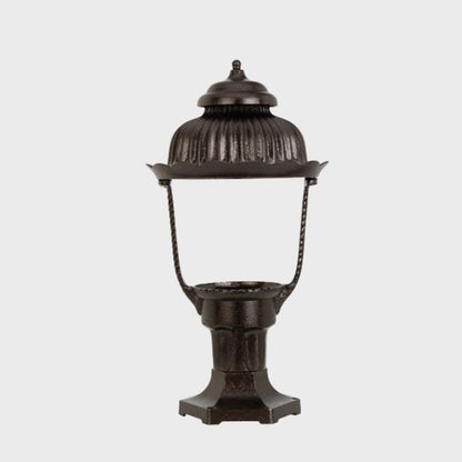 American Gas Lamp Works Heritage 1700R 12" Weather Green Residential Pier Mount Aluminum Natural Gas Lamp With Dual Inverted Gas Mantle Light Assembly, Clear Glass Globe and Small Brass Ball Finial