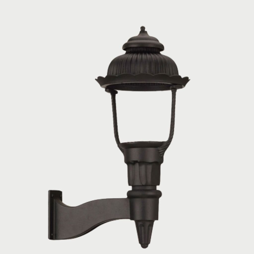 American Gas Lamp Works Heritage 1700W 18" White Residential Wall Mount Aluminum Natural Gas Lamp With Dual Inverted Gas Mantle Light Assembly, Clear Glass Globe and Fleur De Lis Finial