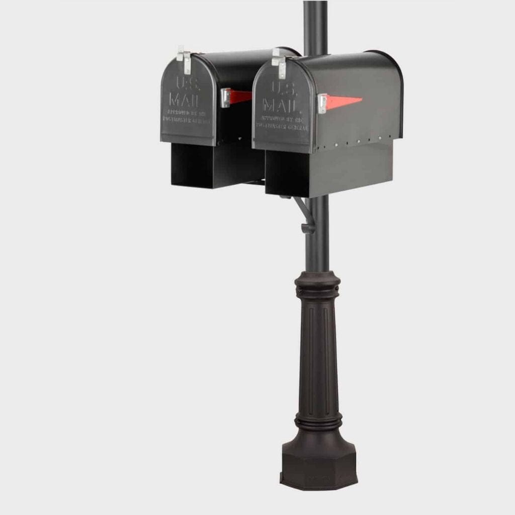 American Gas Lamp Works MBDSC Traditional Dual Mailbox & Newspaper Holder with 3" OD Smooth Aluminum Capped Post