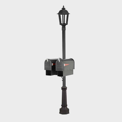 American Gas Lamp Works MBDSP Traditional Dual Mailbox & Newspaper Holder with 3" OD Smooth Aluminum Post