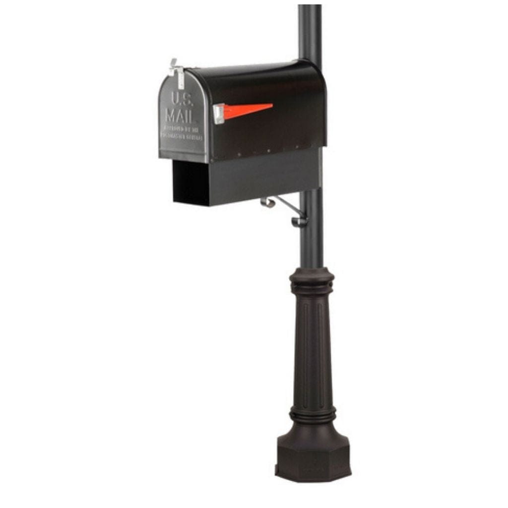 American Gas Lamp Works MBSFC Traditional Mailbox & Newspaper Holder with 3" OD Fluted Aluminum Capped Post