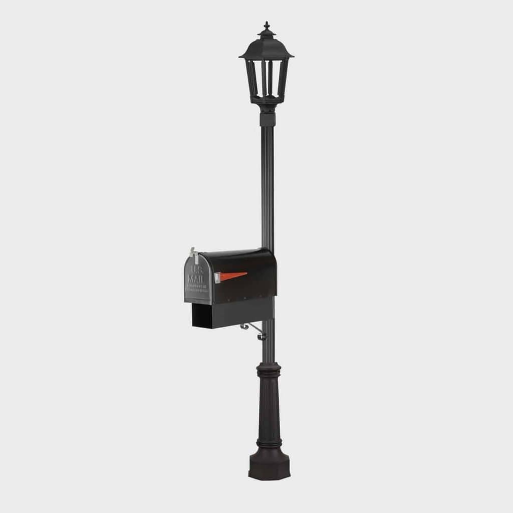 American Gas Lamp Works MBSFP Traditional Mailbox & Newspaper Holder with 3" OD Fluted Aluminum Post