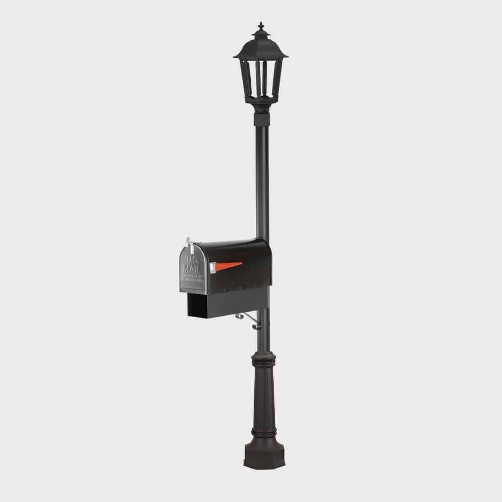 American Gas Lamp Works MBSSP Traditional Mailbox & Newspaper Holder with 3" OD Smooth Aluminum Post