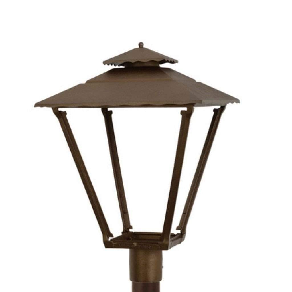 American Gas Lamp Works Old Allegheny 3701H 19" Mid-Size Weather Green Post Mount Aluminum Natural Gas Lamp With Quad Inverted Gas Mantle Light Assembly, Flat Tempered Glass Panes and Small Brass Ball Finial