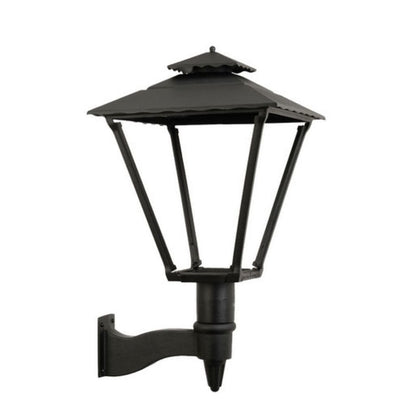 American Gas Lamp Works Old Allegheny 3701W 21" Mid-Size Weather Green Wall Mount Aluminum Natural Gas Lamp With Single Upright Gas Mantle Light Assembly, Beveled Tempered Glass Panes and Small Cast Acorn Finial