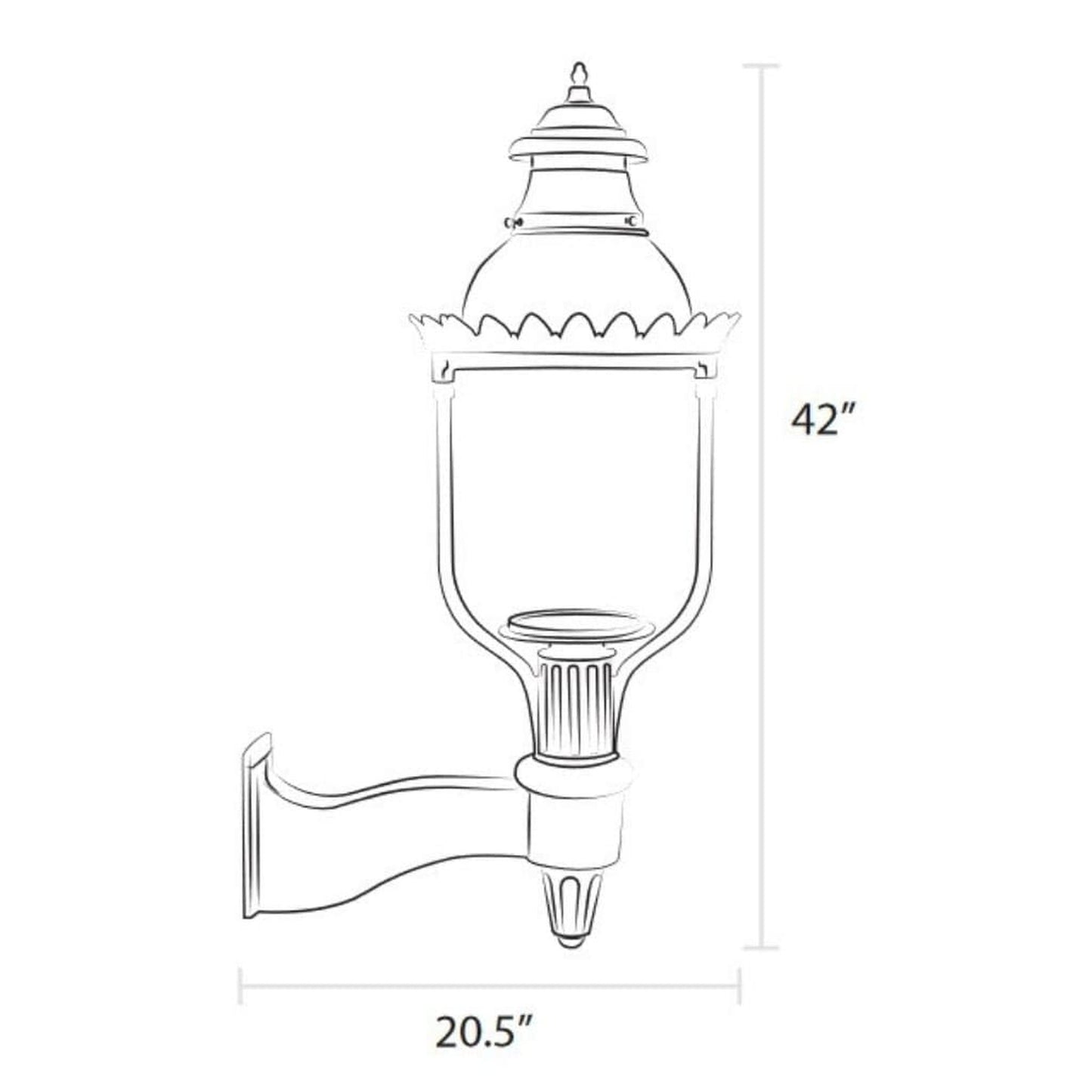 American Gas Lamp Works Victorian 4200W 21" Mid-Size Timeless Black Wall Mount Aluminum Natural Gas Lamp With Dual Inverted Gas Mantle Light Assembly, Clear Glass Globe, Spun Aluminum Ventilator and Milk Glass Dome