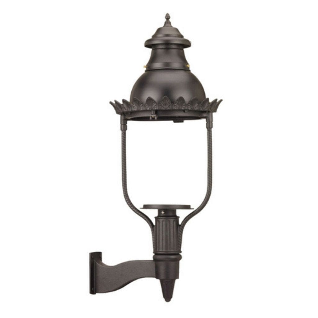 American Gas Lamp Works Victorian 4200W 21" Mid-Size Timeless Black Wall Mount Aluminum Natural Gas Lamp With Single Open Flame Burner With Electric Igniter Light Assembly, Polycarbonate Globe, Spun Aluminum Ventilator and Spun Aluminum Dome