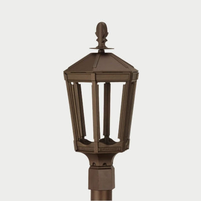 American Gas Lamp Works Vienna 1000H 11" Charcoal Gray Residential Post Mount Aluminum Propane Gas Lamp With Dual Inverted Gas Mantle Light Assembly, Flat Tempered Glass Panes and Acorn Finial