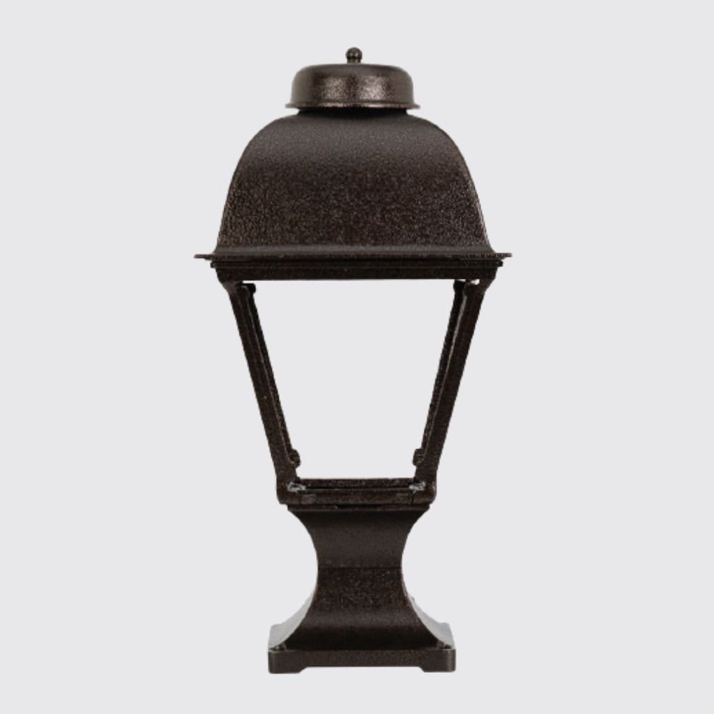 American Gas Lamp Works Washington 2000R 11" Weather Green Residential Pier Mount Aluminum Propane Gas Lamp With Dual Inverted Gas Mantle Light Assembly, Beveled Tempered Glass Panes and Fleur De Lis Finial