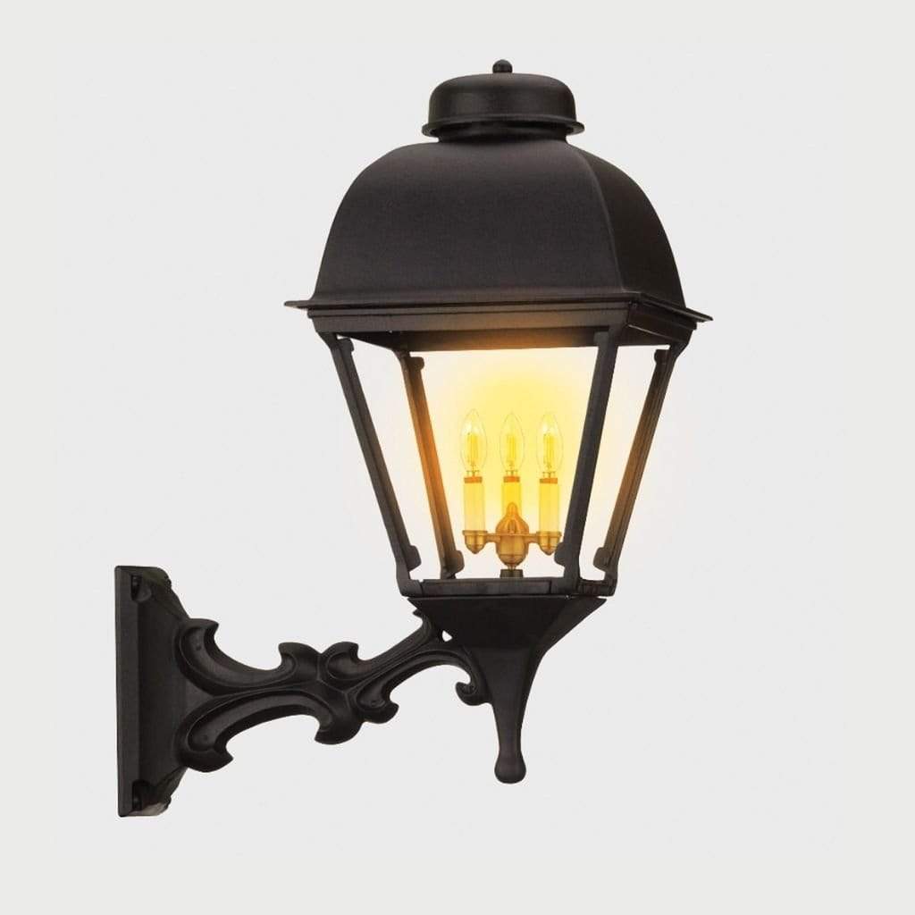 American Gas Lamp Works Washington 2000W 17" Charcoal Gray Residential Wall Mount Aluminum Propane Gas Lamp With Triple Inverted Gas Mantle Light Assembly, Flat Tempered Glass Panes and Loop Finial