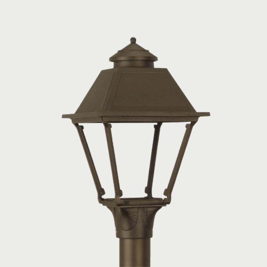 American Gas Lamp Works Westmoreland 2300H 11" Timeless Black Residential Post Mount Aluminum Natural Gas Lamp With Single Open Flame Burner Light Assembly, Beveled Tempered Glass Panes and Fleur De Lis Finial