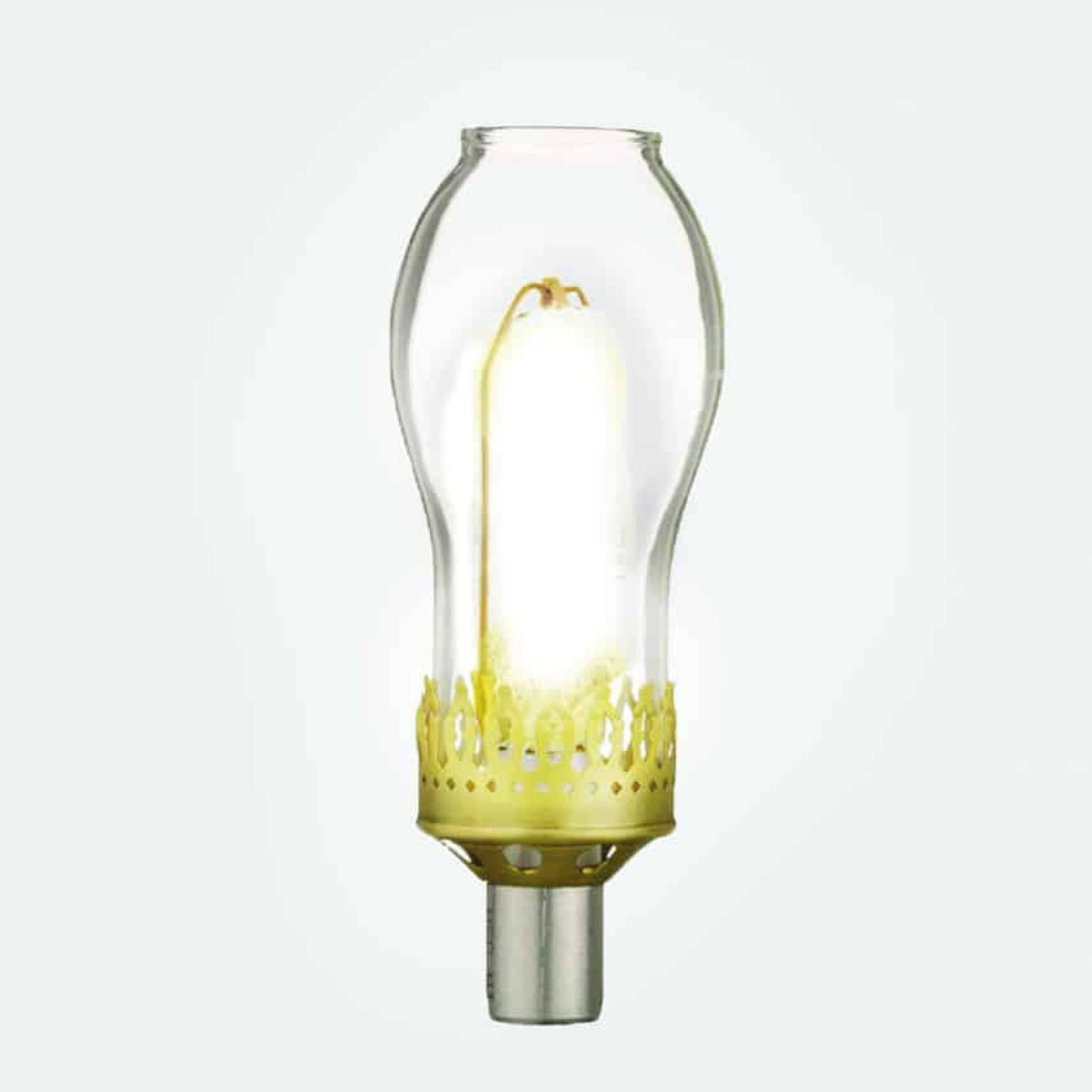 American Gas Lamp Works Westmoreland 2300R 11" White Residential Pier Mount Aluminum Propane Gas Lamp With Single Upright Gas Mantle Light Assembly, Flat Tempered Glass Panes and Brass Urn Finial
