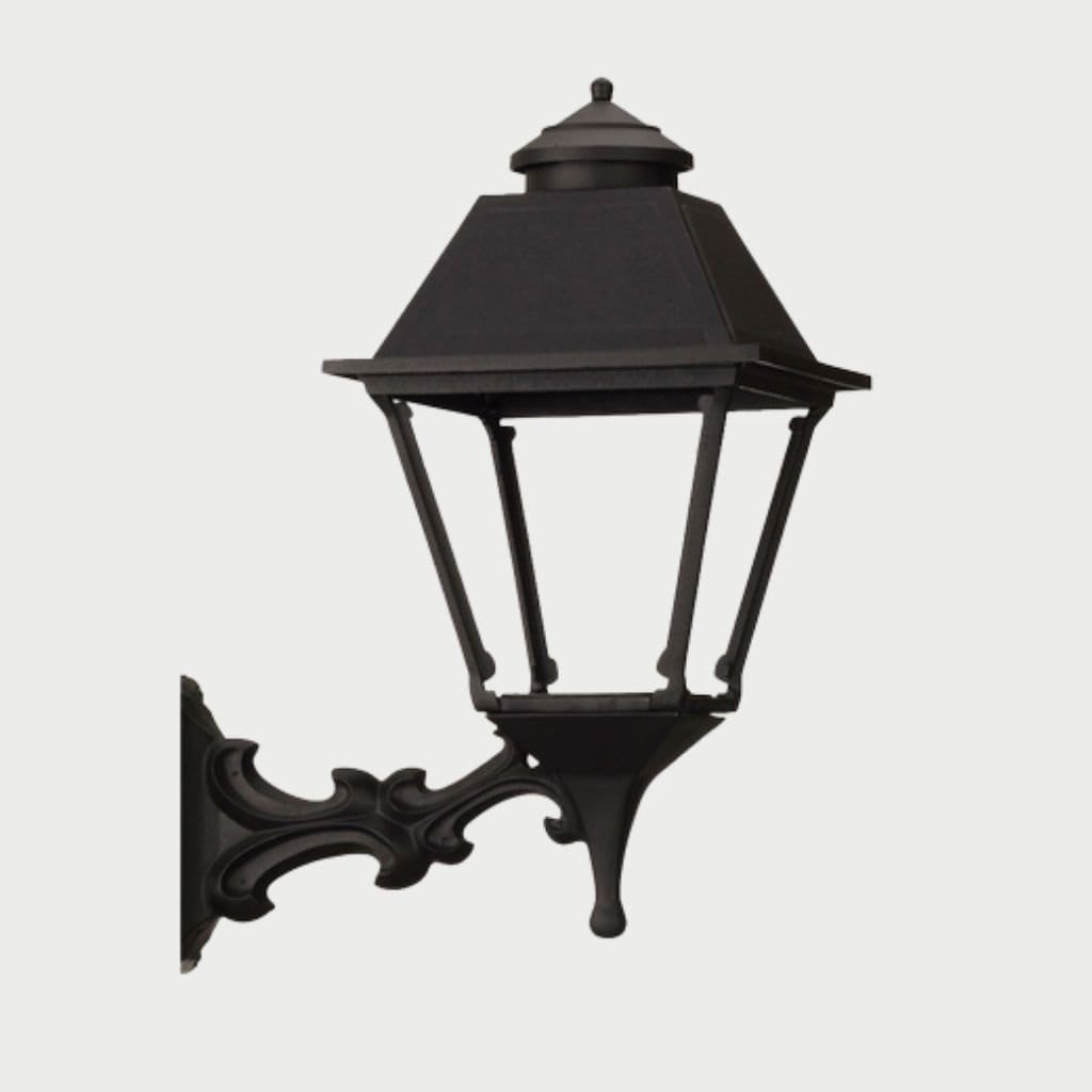 American Gas Lamp Works Westmoreland 2300W 17" Timeless Black Residential Wall Mount Aluminum Natural Gas Lamp With Single Upright Gas Mantle Light Assembly, Beveled Tempered Glass Panes and Bishop Finial