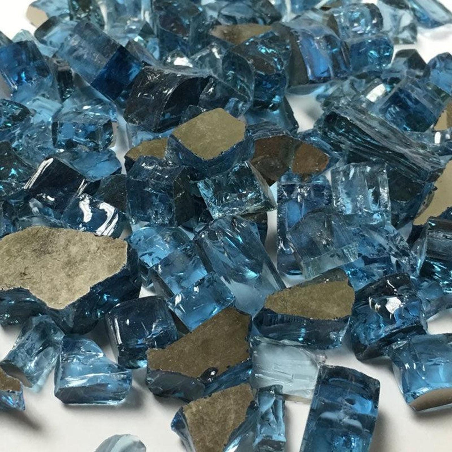 American Specialty Glass Blue Tempered Reflective Medium Fire Glass - 10 Lbs. Bag