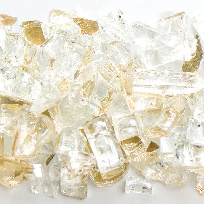 American Specialty Glass Clear Tempered Reflective Size 2 Fire Glass - 25 Lbs. Bag