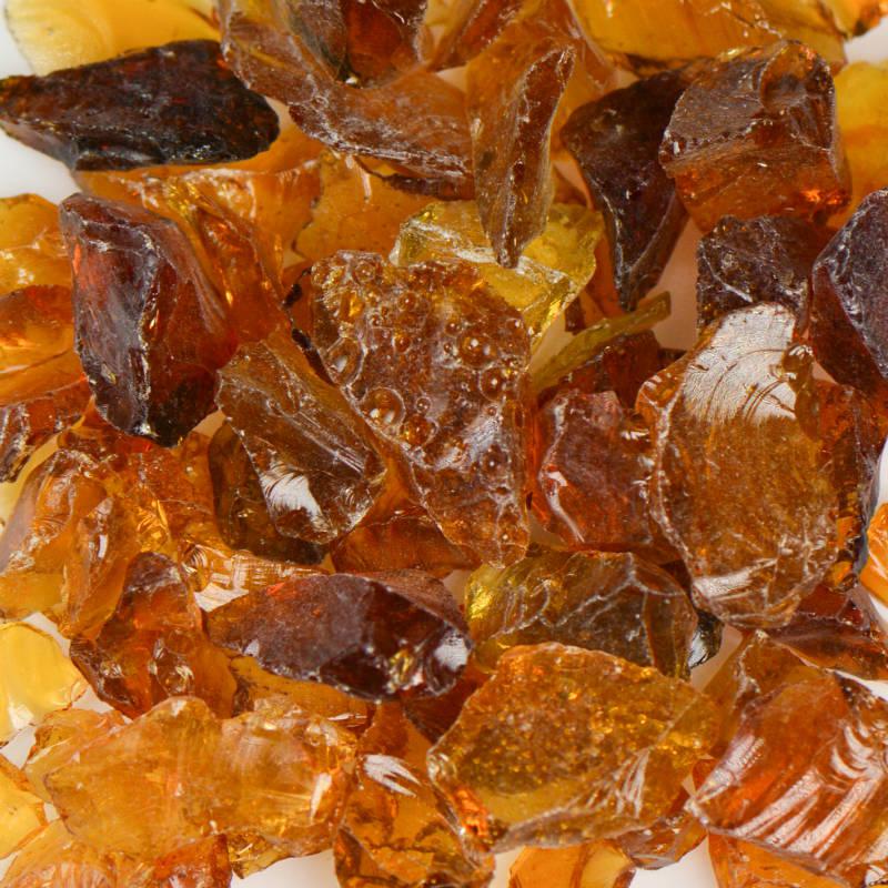 American Specialty Glass Crystal Amber Small Tumbled Landscape Glass - 5 Lbs