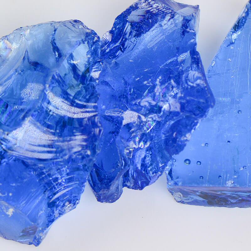 American Specialty Glass Crystal Blue Large Tumbled Landscape Glass - 25 Lbs