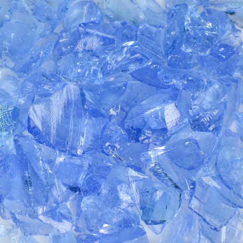 American Specialty Glass Crystal Blue Small Tumbled Landscape Glass - 25 Lbs