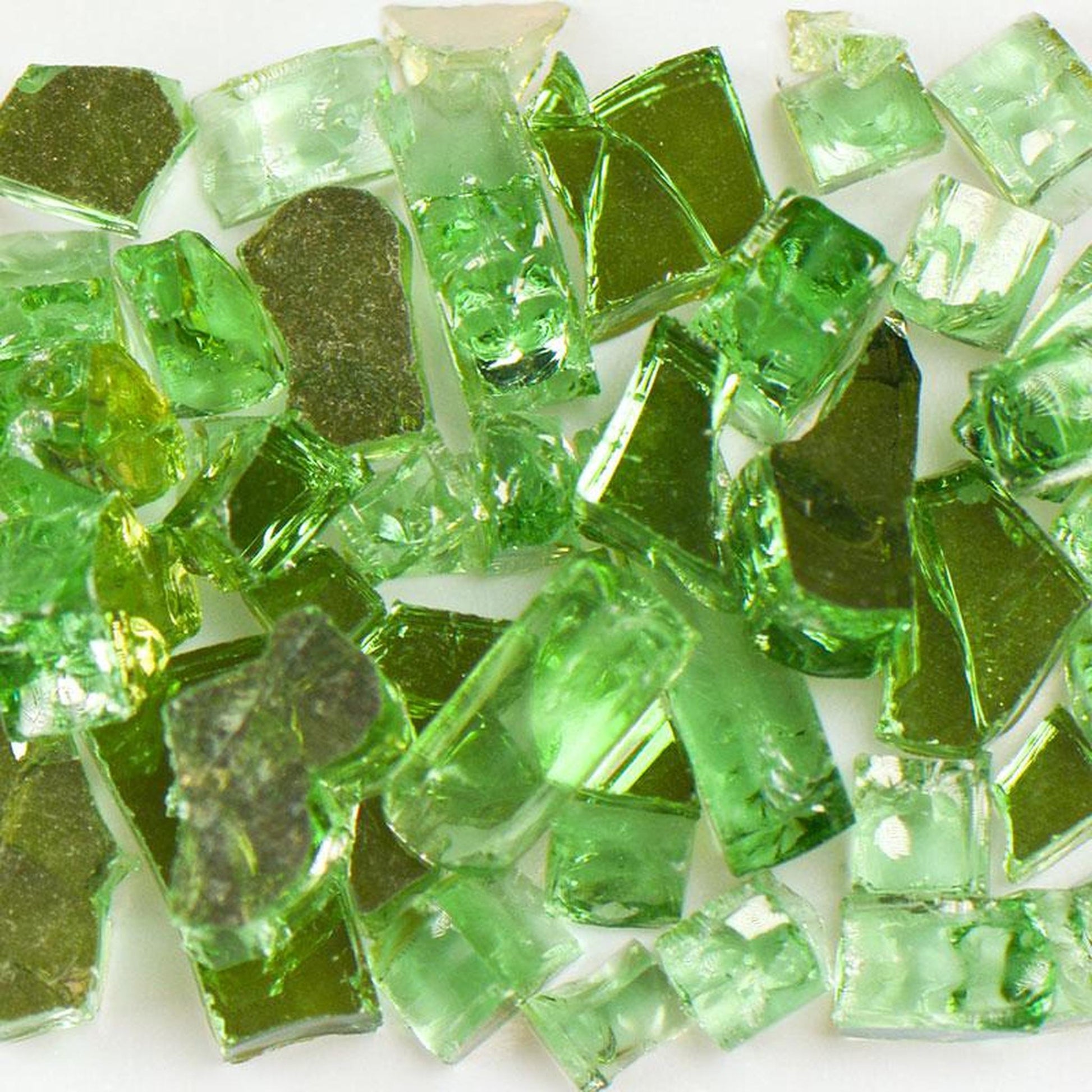 American Specialty Glass Green Tempered Reflective Size 2 Fire Glass - 10 Lbs. Bag