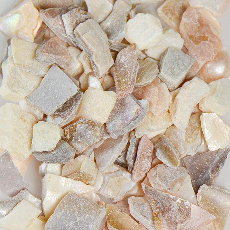 American Specialty Glass Mother of Pearl Size 2 Tumbled Terrazzo Glass - 25 Lbs
