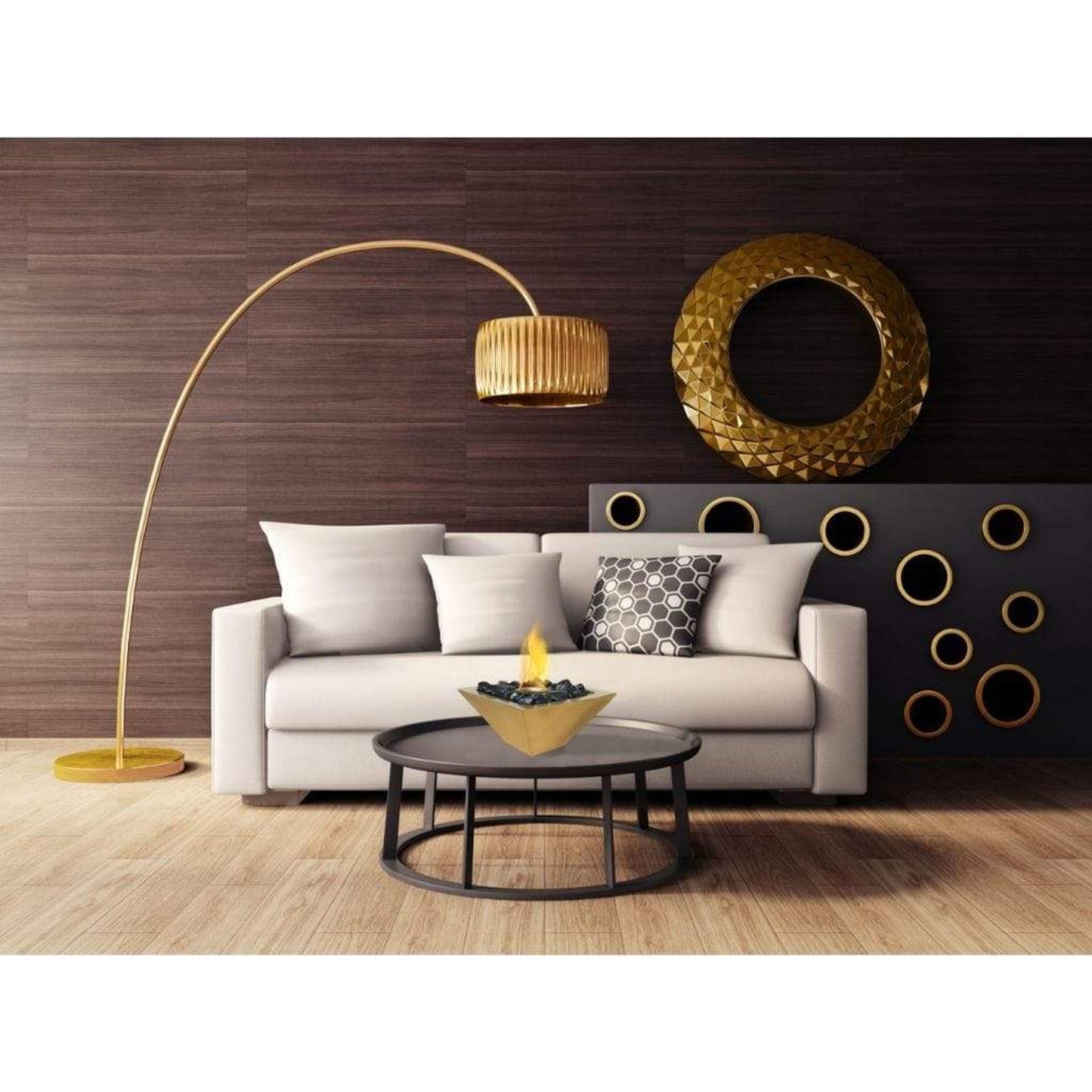 Anywhere Fireplace Empire 12" Satin Gold Indoor/Outdoor Tabletop Gel Fireplace